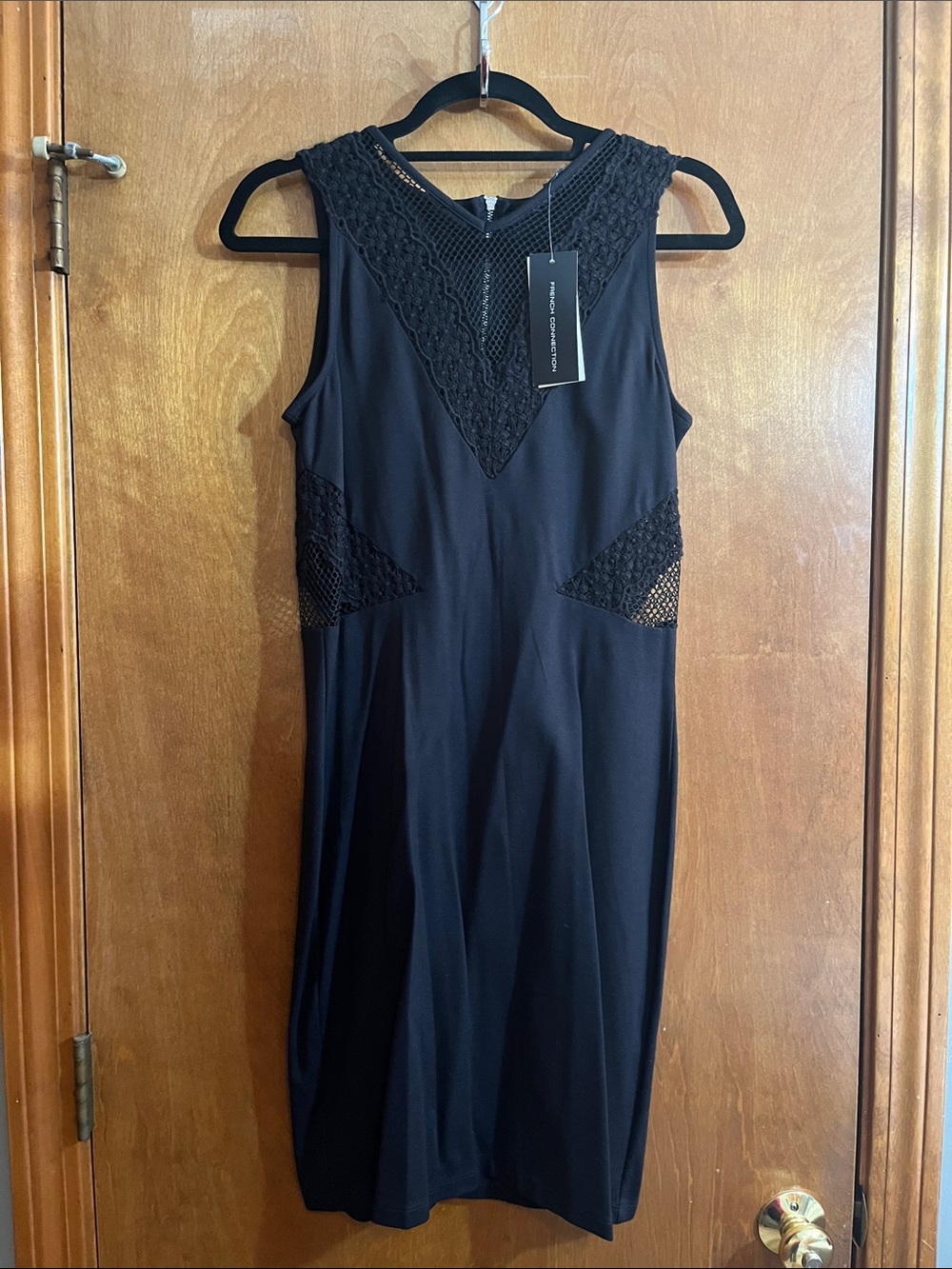 French Connection Size 8 Black Sleeveless Lace-Trim Sheath Dress - BUNDLE